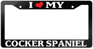Glossy Black License Plate Frame I HEART MY COCKER SPANIEL Auto Accessory 350 - Picture 1 of 1