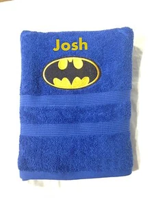 Telo bagno cotone egiziano personalizzato ricamato con logo Batman e un nome - Foto 1 di 1