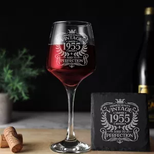 Vaso de vino grabado vintage 1953 montaña rusa regalo de cumpleaños 70 envejecido a la perfección - Imagen 1 de 24