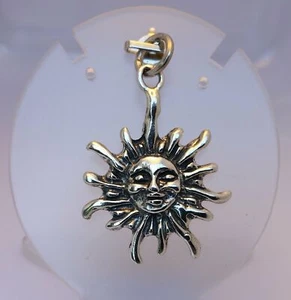 Double Sided Sun and Moon Pendant - 318D1 - Real 925 Sterling Silver - Picture 1 of 2