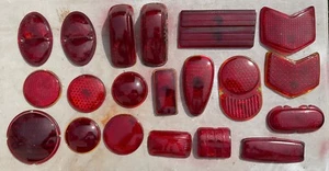VINTAGE AUTOMOBILE RED LENS LOT X 20 GLASS VINTAGE PIECES = NICE OEM GROUP - Picture 1 of 15