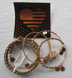Alex und Ani Schneeflocke 5 Stck. Armreif Armband Set Rafaelian Kupfer Gold Neu $200 - Bild 1 von 15