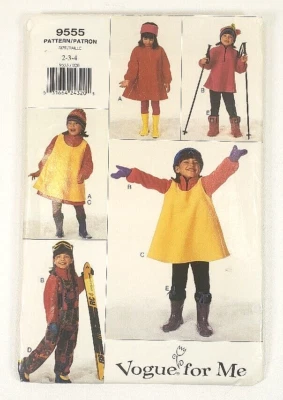 Vogue 9555 Sewing Pattern Dress Top Jumper Jumpsuit Legging Girls Size 2-4 Uncut - Image 1 of 2