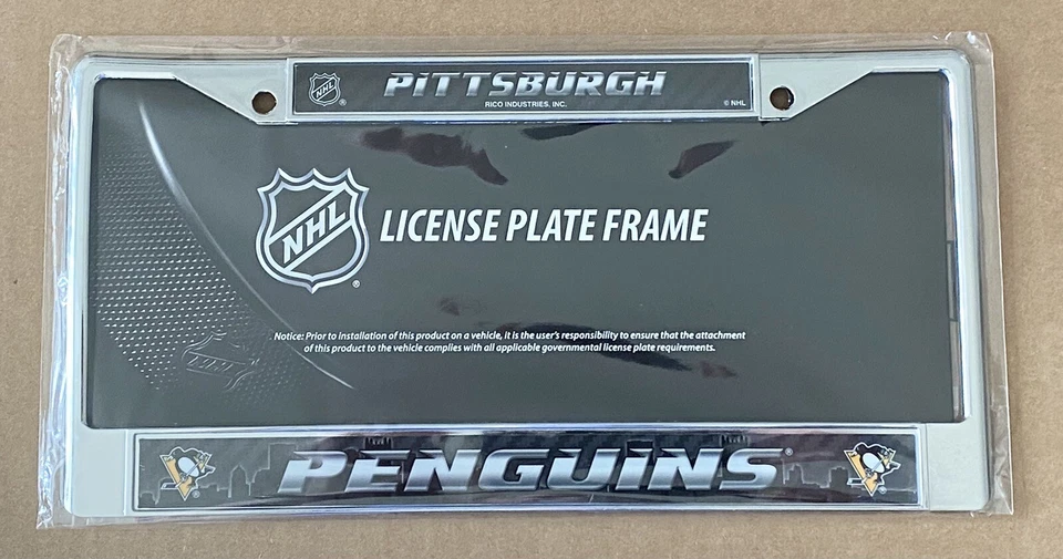 PITTSBURGH PENGUINS CHROME LICENSE PLATE FRAME *NEW* IN STOCK - Image 1 of 1