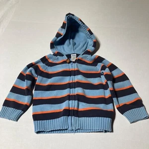 Gymboree blau orange braun gestreifter Fußballpullover durchgehender Reißverschluss Kapuze Jungen 3T - Bild 1 von 6