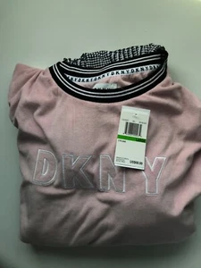 DKNY Lounge Sleep Velour Pajamas Pink Top Houndstooth Bottom L NWT - Picture 1 of 7