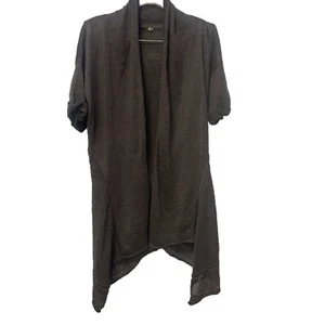Elie Tahari Women’s Open Front Cardigan Sweater XS Brown Shawl Kimono 100% Linen - Picture 1 of 13