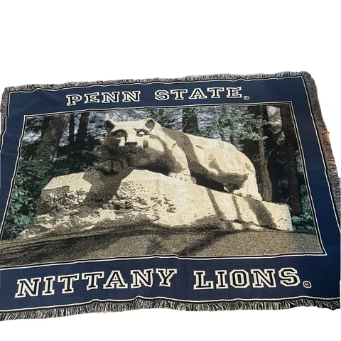 Vintage Penn State University Nittany Lions LARGE 62"x46" Fringed Throw Blanket Cover