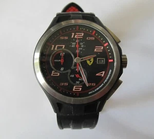 FERRARI Scuderia Chronograph Watch 0830015 Black & Red Silicon Strap New Battery - Picture 1 of 3