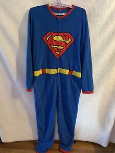 Superman Pajamas-Costume, Adult Men’s Size Large 1-pc With Detachable Cape