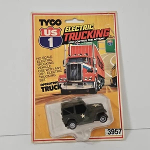 Tyco US1 Electric Trucking 3957 Green Army Jeep Slot Car NOS - Picture 1 of 4