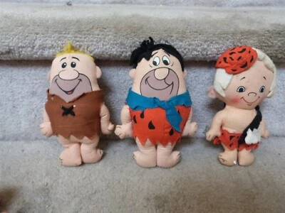 Lote De Colección 1972 Knickerbocker Picapiedra muñeca de trapo Fred Barney Bamm Hanna Barbera Foto 1 de 4