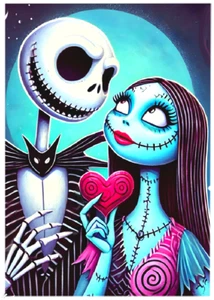 VALENTINES DAY - JACK & SALLY * Custom ACEO * Novelty * HOLIDAY * Art Card * ATC - Picture 1 of 2