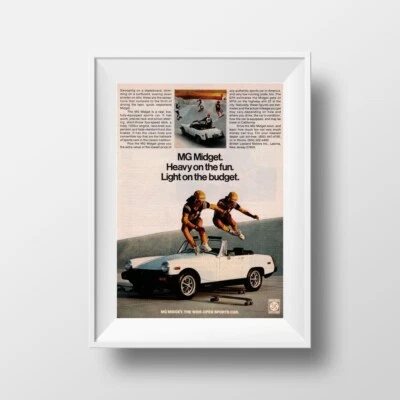 1970s MG Midget Vintage Ad | Classic Sports Car Poster | Rare Original Print - Image 1 of 3