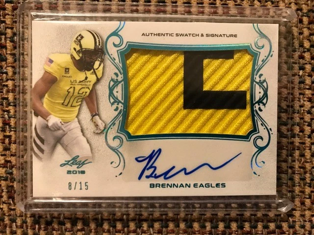 BRENNAN EAGLES Texas 2018 Leaf Army All-American Game Used Patch AUTO 8/15 - Image 1 of 1