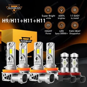6x AUXBEAM H9 H11 LED Headlight Fog Kit 6500K for Jeep Grand Cherokee 2018-2023 - Picture 1 of 12