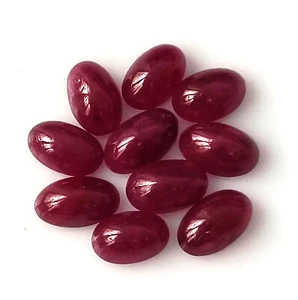 Red Ruby Cabochon Unheated 5X3 mm Oval Natural Calibrated Gemstone 10 Pieces Lot - Picture 1 of 5