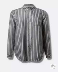 Nwt Torrid Lizzie Chambray Button Up Long Sleeve Shirt Women's Plus Size 0 - Picture 1 of 4