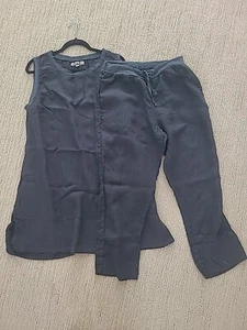 Flax Linen Black Top And Pants Linen  S M runs Large - Picture 1 of 11