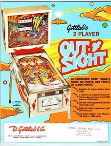 Out Of Sight Flipperautomat FLYER Original Spiel Mod Art 8,5" x 11" Vintage 1974 - Bild 1 von 2