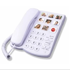 Big Button Landline Telephone, Picture Dial Corded Phone for Seniors, White - Picture 1 of 7
