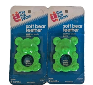 Vintage The First Years Soft Bear Teethers Teething Ring 1982 NOS Set of 2 - Picture 1 of 3
