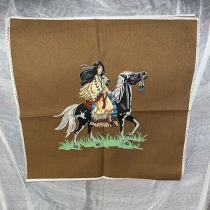Vintage Western Indianer Stoff quadratisch für ein Kissen - Bild 1 von 5