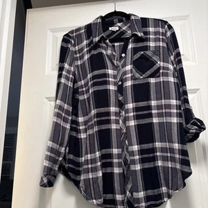 Westport Damen blau kariertes Flanellhemd Rollriegelärmel Baumwollmischung Größe L - Bild 1 von 4