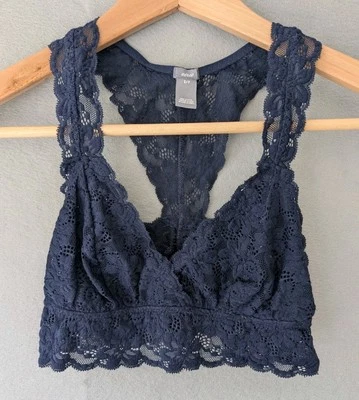 Aerie Navy Lace Racerback Bralette Size Small Unlined Wide Strap Wireless Bra - Image 1 of 4