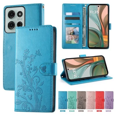 Leather Butterfly Wallet Cover Case For Motorola Edge 50 G55 G45 G34 G35 G54 G75 - Image 1 of 4
