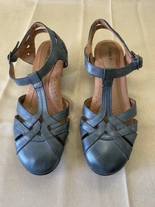 Cobb Hill Rockport Teal Blue Green Aubrey Leather T -Strap Sandels 7.5 New - Picture 1 of 7