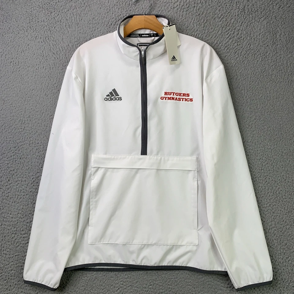Chaqueta Rutgers Caballeros Escarlata Para Hombre Pequeña Blanca NCAA Gimnasia Adidas Big Ten Foto 1 de 4