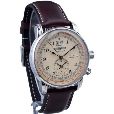 Reloj para hombre Zeppelin LZ 126 Los Angeles doble hora esfera beige 8644-5 Foto 1 de 4