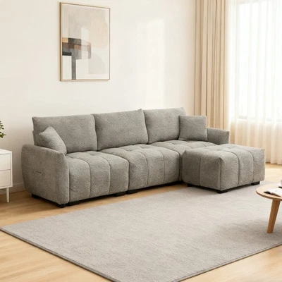 Juego de sofá seccional sofá en forma de L salón sofá modular con otomana, almohadas Foto 1 de 4