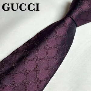 Gucci Krawatte Krawatte 100% Seide Bordeaux Rot GG Muster 3,8 cm aus Japan - Bild 1 von 24