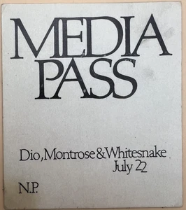 Rare DIO Whitesnake Montrose 1984 Backstage Pass - Picture 1 of 1