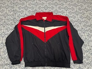 Vintage Bill Blass Mens XL Windbreaker Jacket Red Black White Retro 80s 90s - Picture 1 of 4