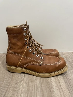 Bota de Trabalho Masculina Hy-Test Biqueira de Aço Moc Toe Tamanho 12 Couro Marrom - Imagem 1 de 4