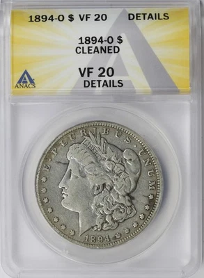 1894-O $1 Morgan Dollar ANACS VF20 Details Cleaned - Image 1 of 4
