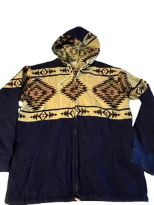 Native Handicraft Equador Wool Sweater Jacket Size Large Aztec Full Zip VTG - Picture 1 of 12