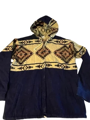 Native Handicraft Equador Wool Sweater Jacket Size Large Aztec Full Zip VTG - Image 1 of 4