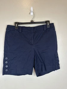 Talbots Shorts Damen Größe 8 Marineblau Bein Knöpfe Chino 32 x 6,5 * Reißverschluss Knopf - Bild 1 von 13