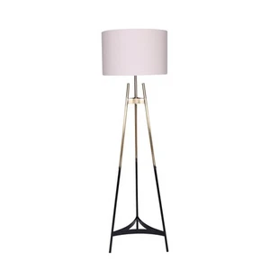 Sarantino Metal Tripod Floor Lamp Light Gradient Finish Drum Shade Gold Black - Picture 1 of 10