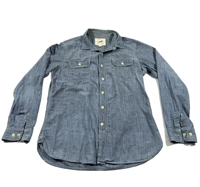 Camisa Obey Para Hombres Azul Denim Algodón Manga Larga Cuello Botón Bolsillos Talla XL Foto 1 de 4