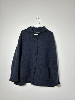 Gaeltarra Ireland Cardigan 100% Wool Navy Blue Sz Small Oversized Vintage - Image 1 of 4