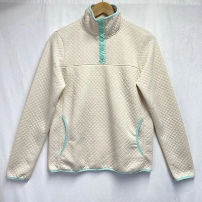 JNY-JONES NEW YORK Quilted Pullover Snap Mock Neck Sweatshirt Women Small Cream - Image 1 of 4