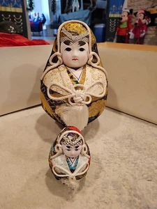 Vintage Japanese Gofun & Papier-Mache Roly Poly Hime-Daruma Wedding Doll - Picture 1 of 10