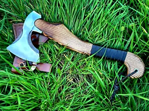 Handmade Carbon Steel Casting Axe | Wood Handle | Leather Cover - Picture 1 of 5