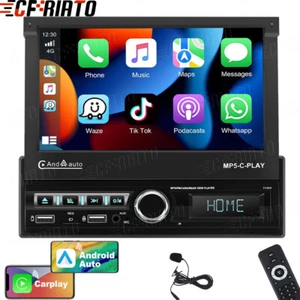 7" Single 1 DIN Flip Autoradio mit Apple Carplay Android Auto TF USB MP5 Player - Bild 1 von 24