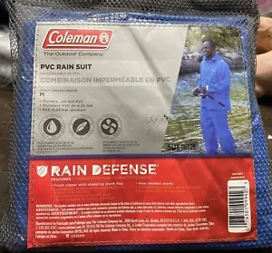 COLEMAN Rain Defense Durable PVC Rain Suit MEDIUM 2 Pcs Pants & Jacket Coat BLUE - Picture 1 of 4